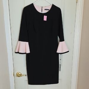 Tommy Hilfiger Elegant Black and Pink Bell Sleeve Dress